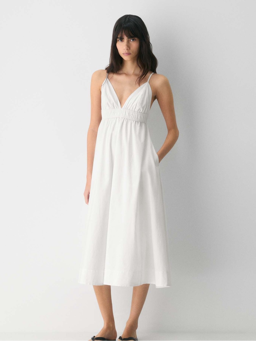 Aritzia Wilfred Encourage Poplin Cami Midi Dress